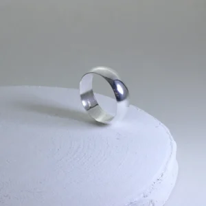 Sterling Silver D Shaped Wedding Band Ring